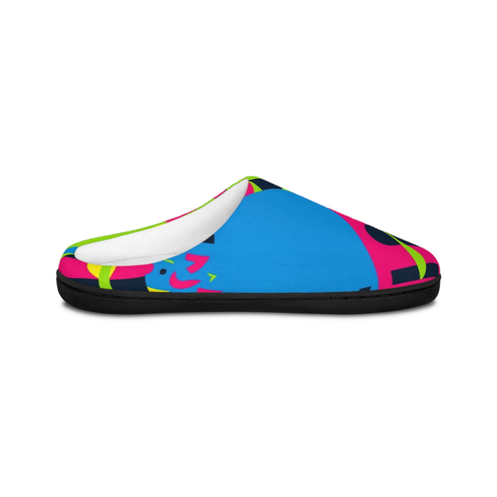 Men’s Customizable Memory Foam Slippers – Neon Abstract, Plush & Anti-Slip