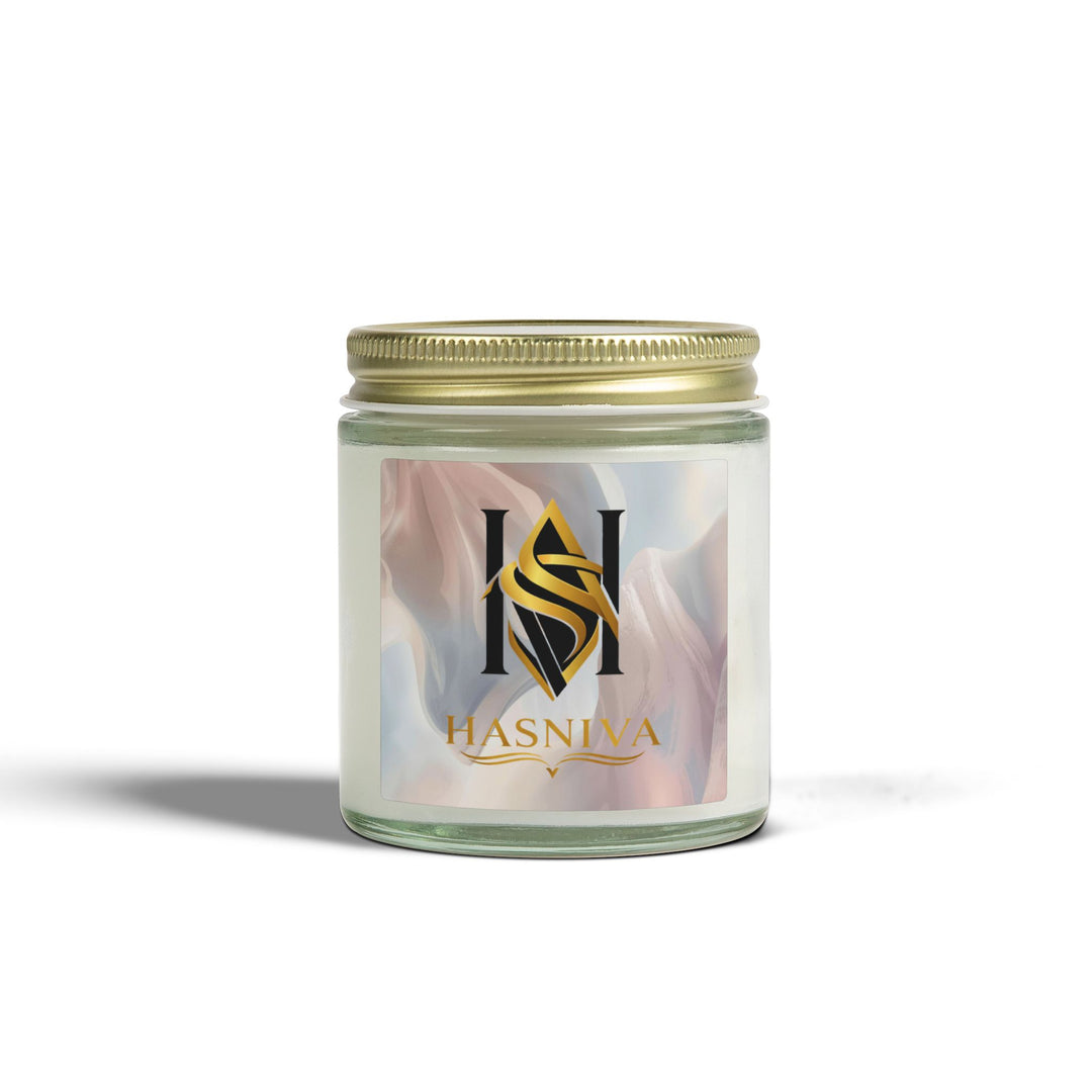 Hand-Poured Coconut Apricot Scented Candle – Modern Pastel, 4oz/9oz