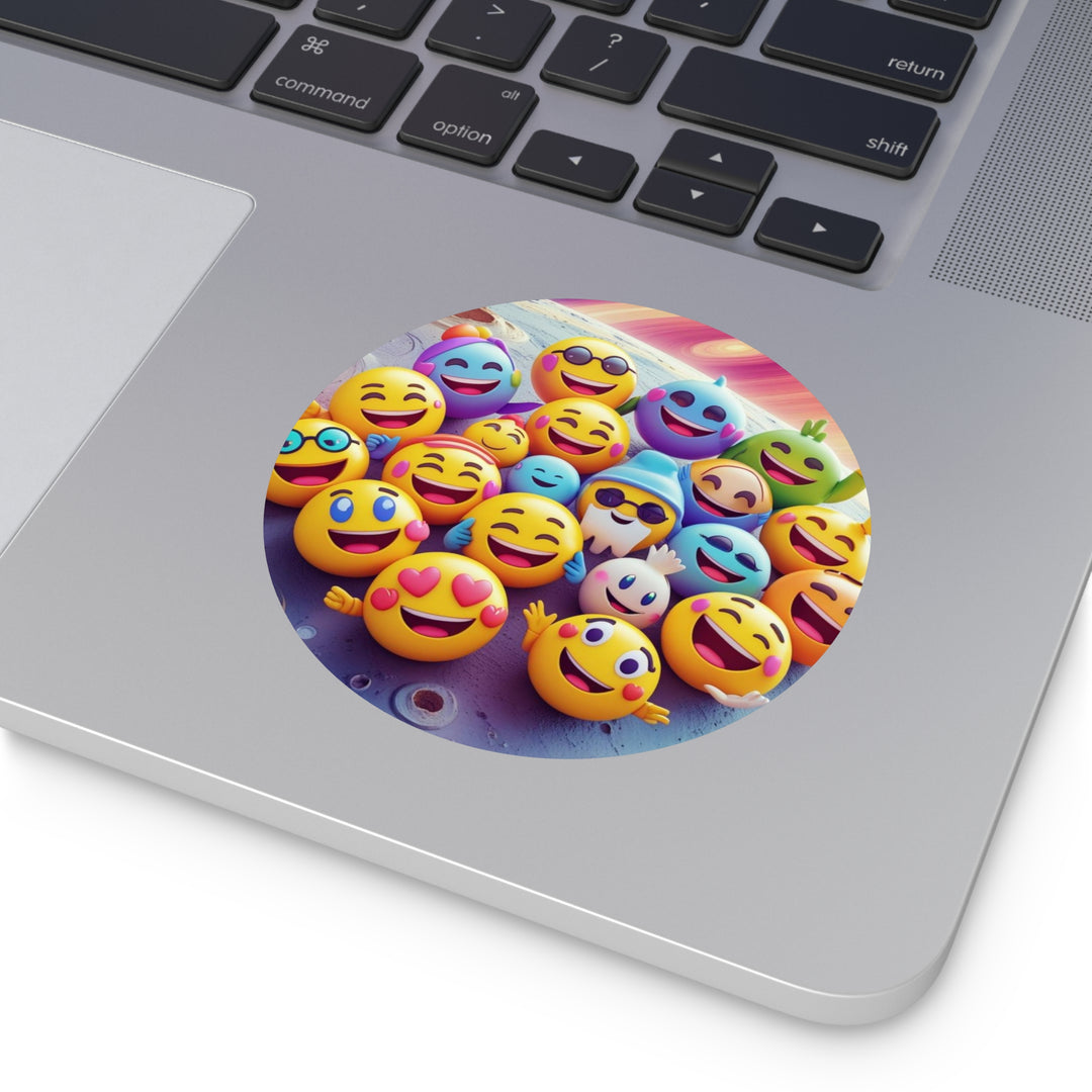 Custom Round Vinyl Sticker – Playful Space Emoji | Waterproof, Durable, Trendy