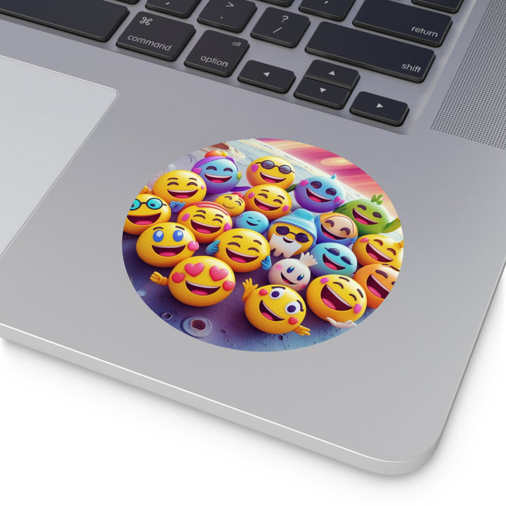 Custom Round Vinyl Sticker – Playful Space Emoji | Waterproof, Durable, Trendy
