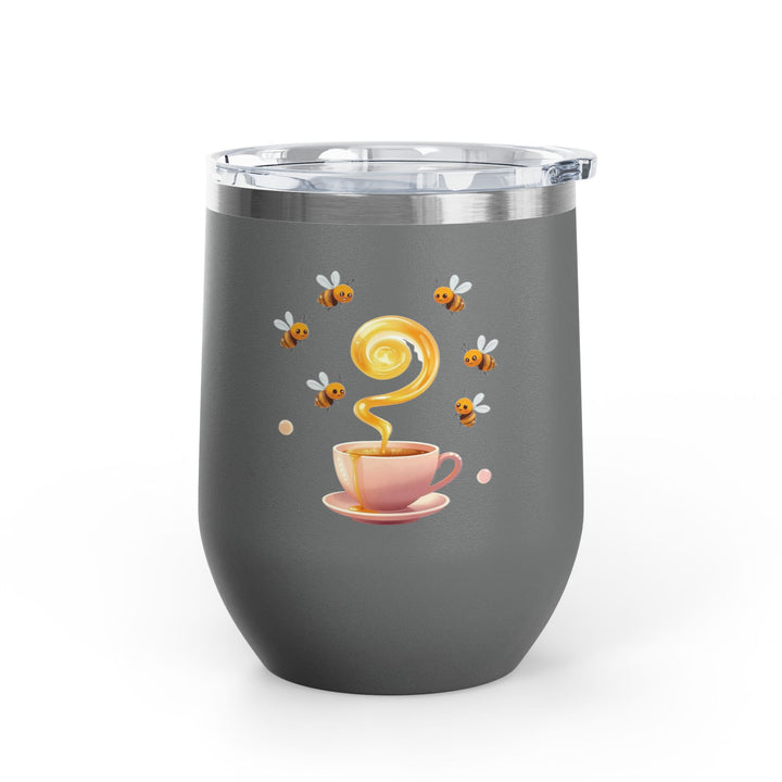Bee Happy 12oz Stainless Steel Wine Tumbler – Cute Honeybee Pastel Design
