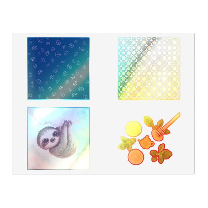 Trendy 5pc Sticker Sheet Bundle – Coffee, Cute Pastels, Sloth & More!