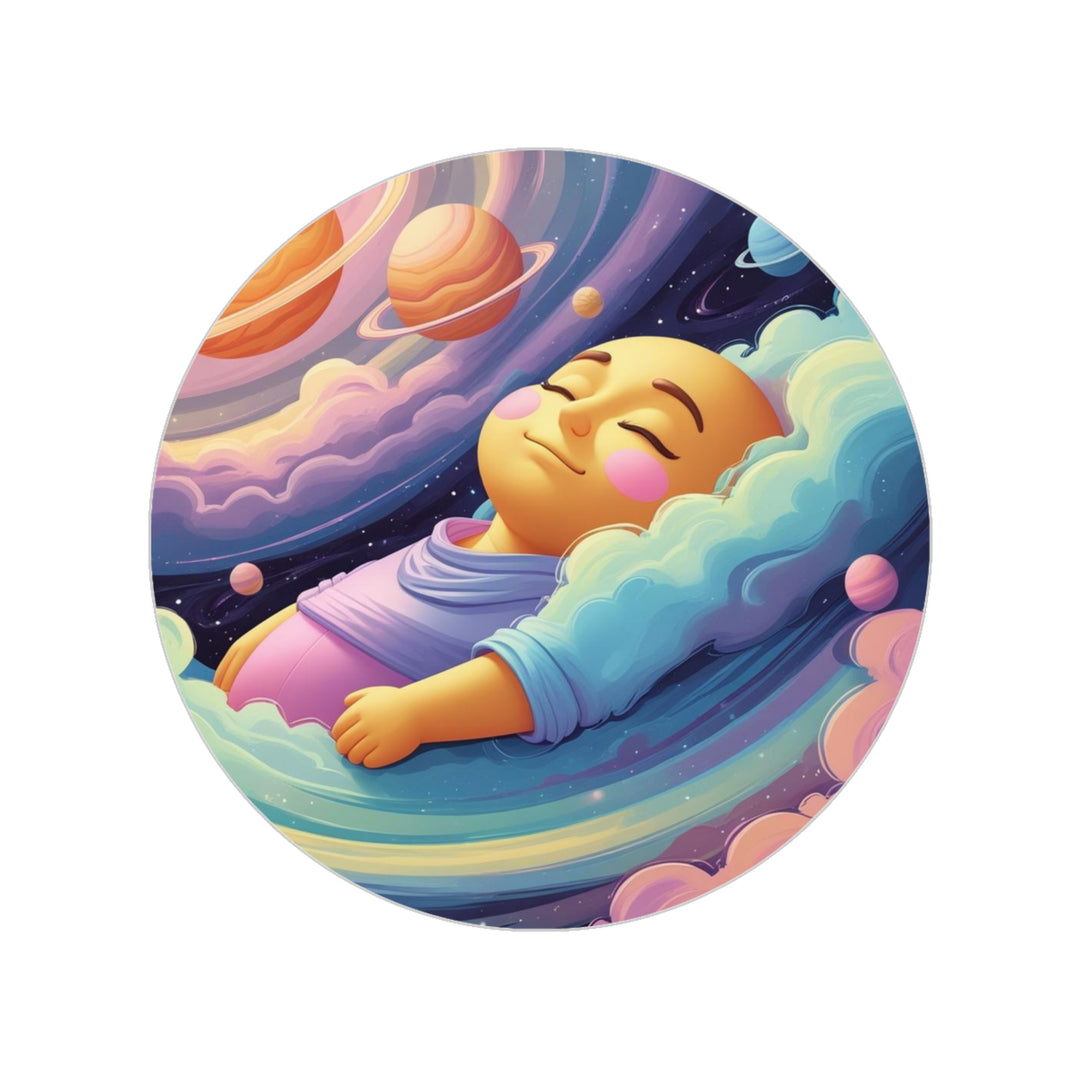 Dreamy Cosmic Baby Round Transparent Outdoor Sticker – Waterproof Vinyl