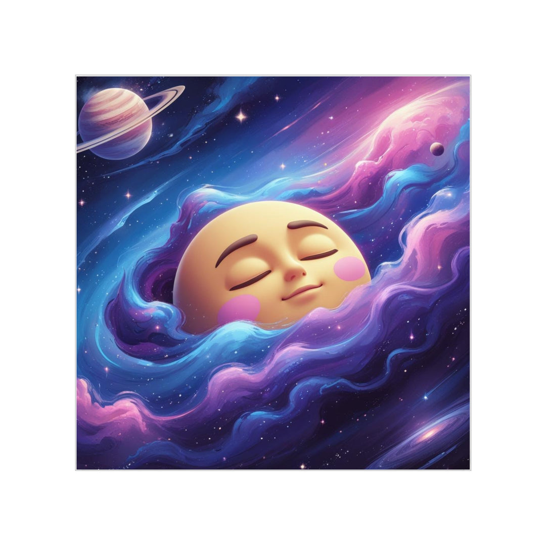 Dreamy Galaxy Moon Face Transparent Outdoor Sticker – Square, Weatherproof