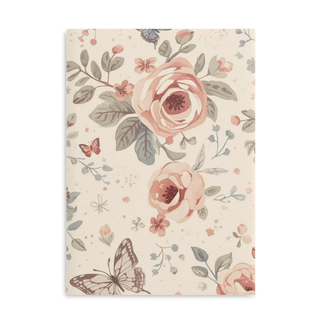 Floral Puffy Hardcover Notebook – Luxe Pastel Roses, Customizable, A4/A5/B5