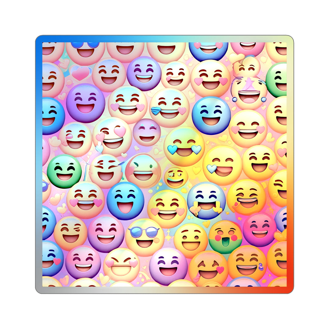 Retro Holographic Emoji Die-Cut Stickers – Vibrant, Rainbow, Fun Vibes!
