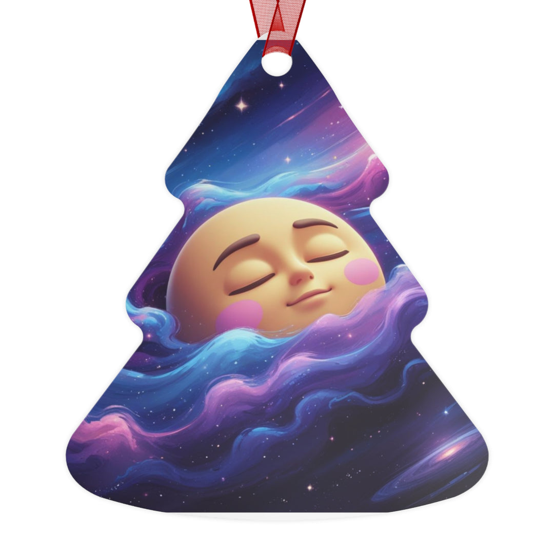 Galaxy Moon Metal Ornament – Custom Holiday Décor, Whimsical Starry Design