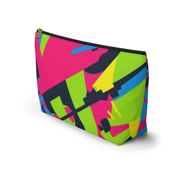 Chic Neon Geometric T-Bottom Accessory Pouch – Bold Modern Organizer