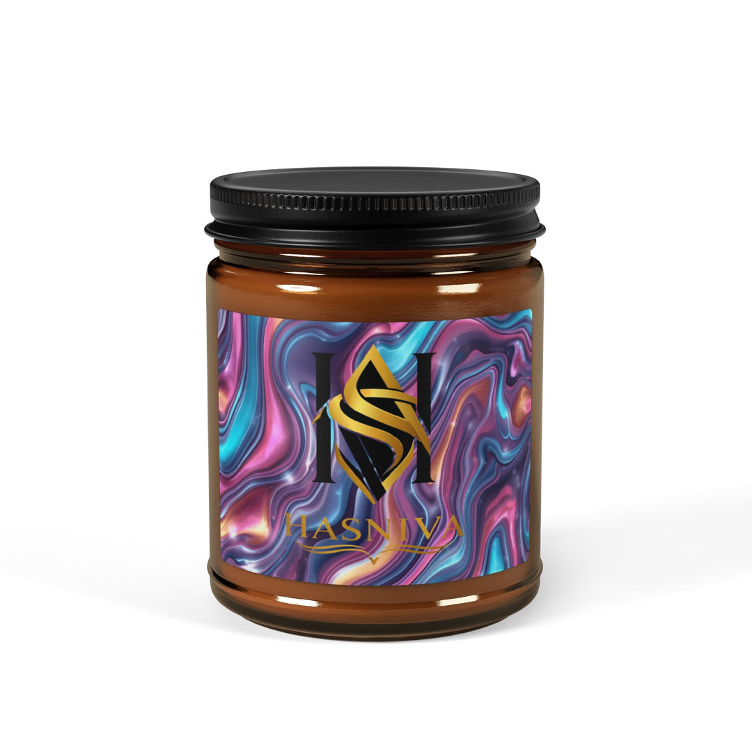 Mesmerizing Scented Soy Candle – Amber Jar, Marble Swirl, Multi-Size