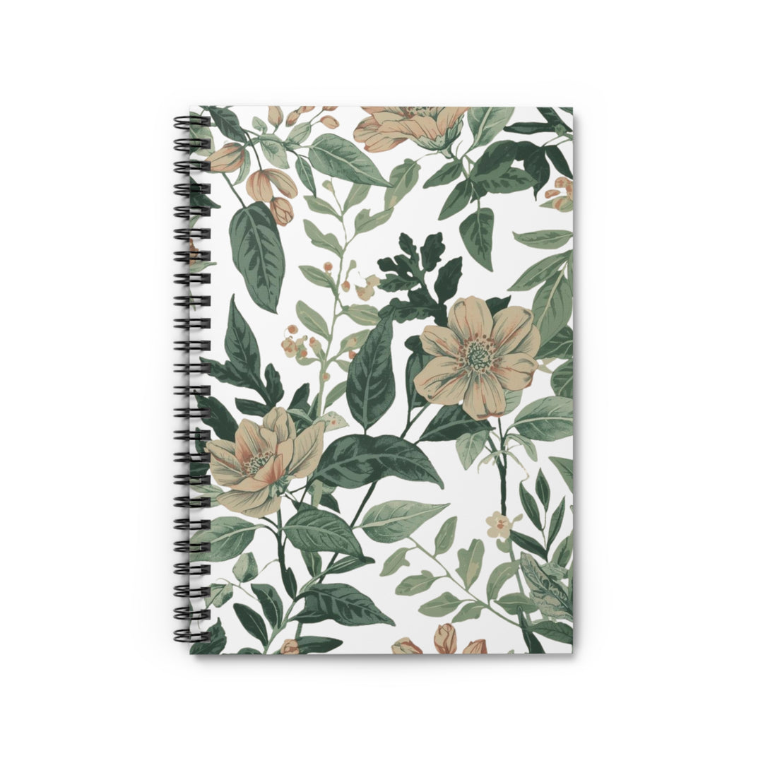 Vintage Floral Spiral Notebook - Ruled Line, Chic Botanical, 6x8, Premium