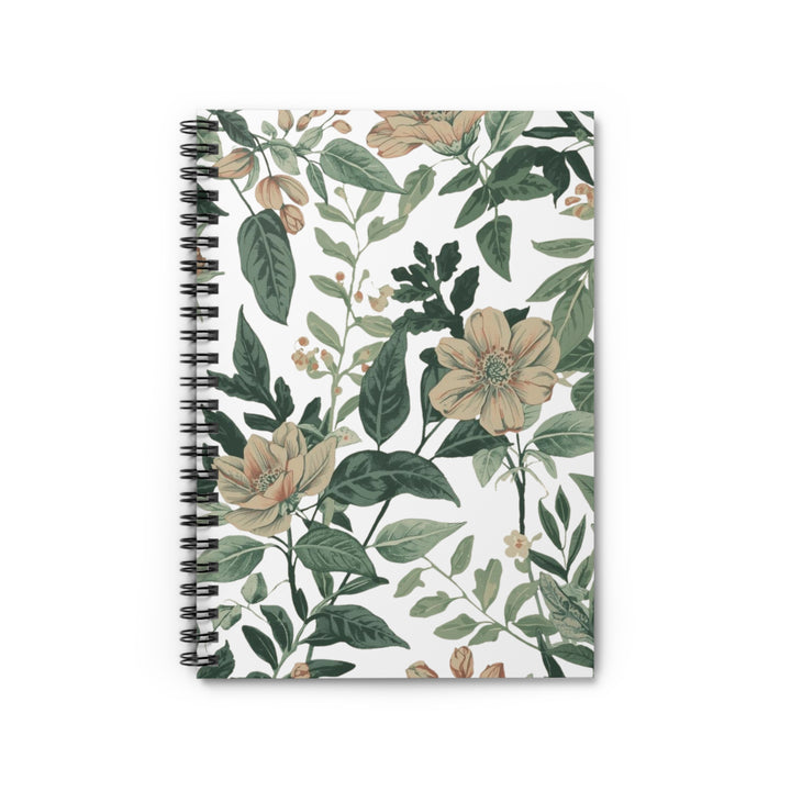 Vintage Floral Spiral Notebook - Ruled Line, Chic Botanical, 6x8, Premium