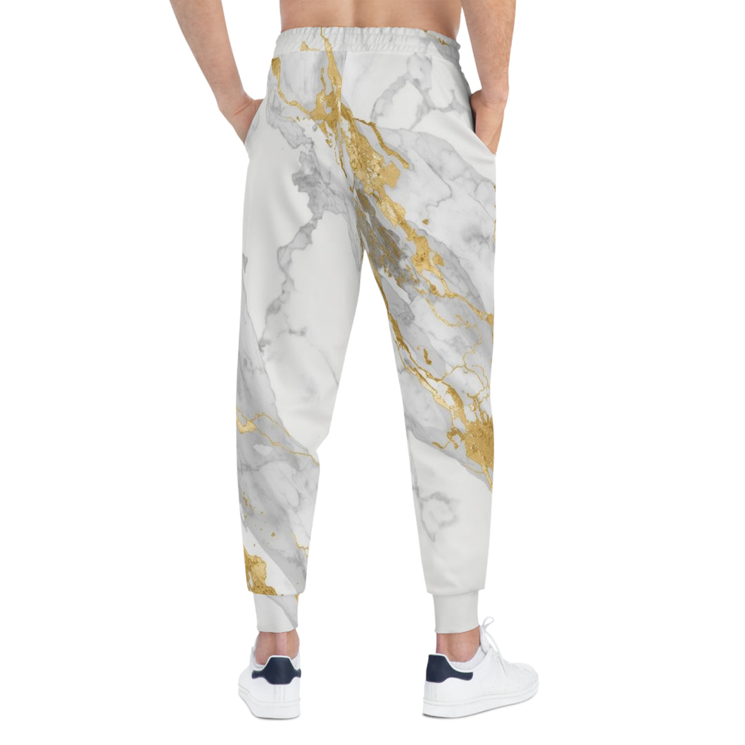 Marble Gold Athletic Joggers – Luxe All-Over Print, Modern Comfort Fit