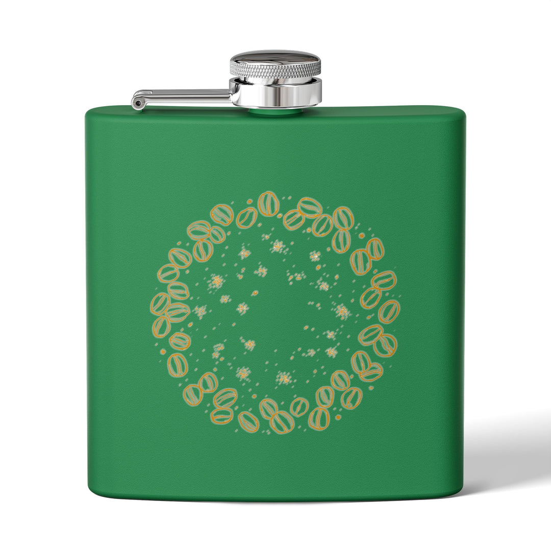 Coffee Beans Chic 6oz Stainless Steel Flask – Trendy, Insulated, Leak-Proof