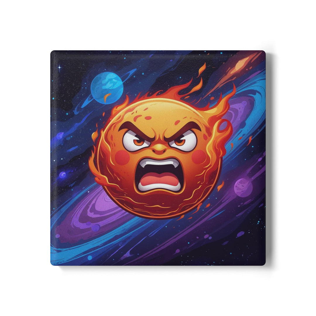 Fiery Cosmic Sun Ceramic Coaster – Bold Space Art, Durable & Stylish