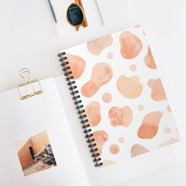 Trendy Spiral Notebook – Ruled, Abstract Blush & Black Watercolor Design