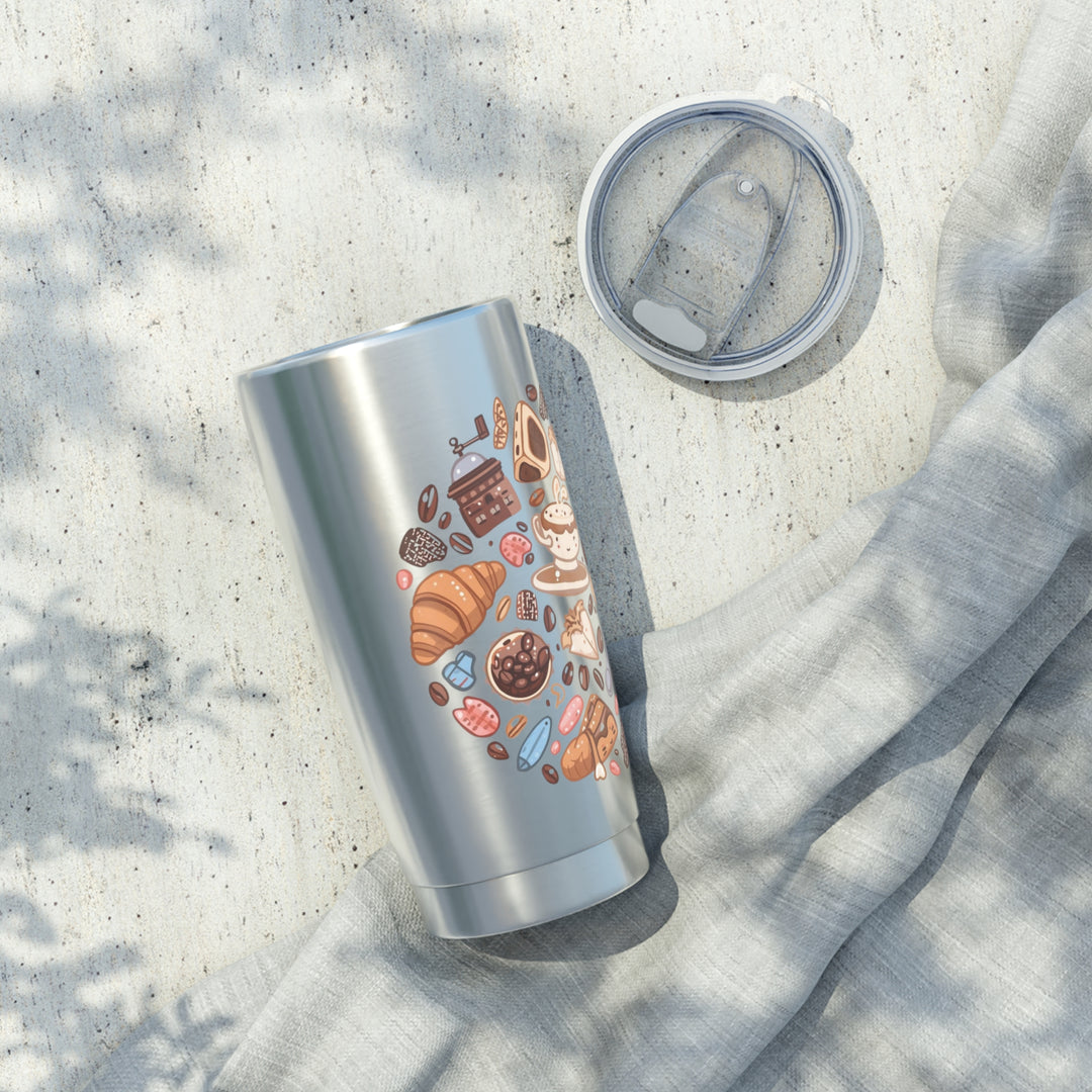 Vagabond 20oz Tumbler – Coffee & Dessert Cartoon Design, Hot/Cold Mug