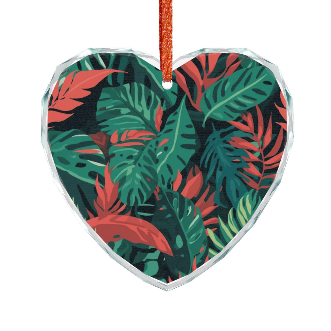 Crystal Glass Ornament – Tropical Leaf Jungle, Modern Vibrant Decor Gift