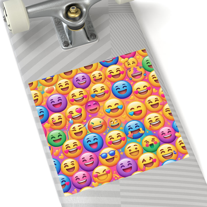 Custom Square Stickers – Emoji Rainbow Fun, Waterproof & Removable Vinyl