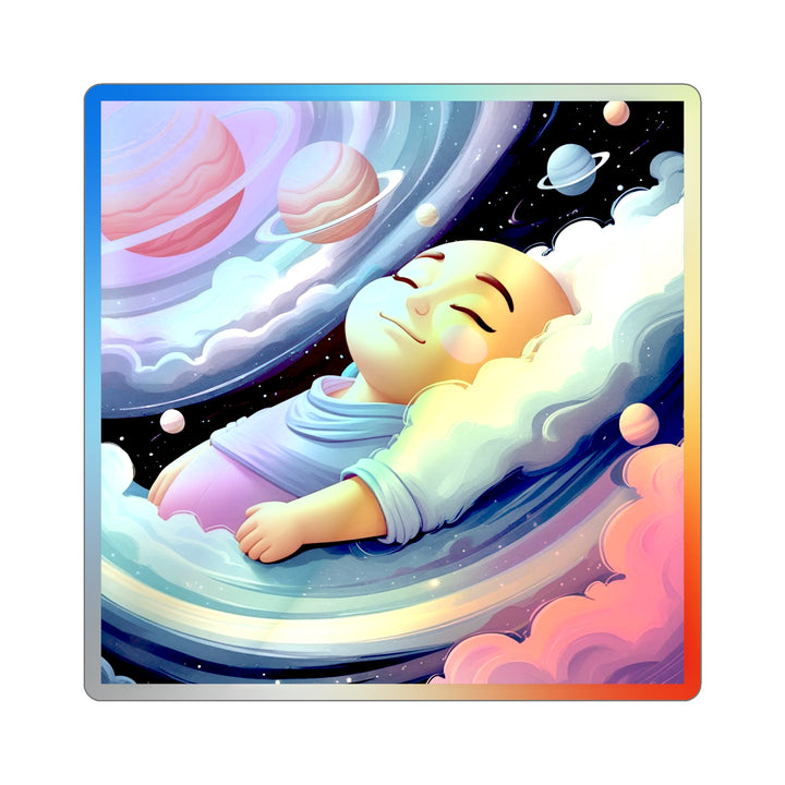 Dreamy Cosmic Holographic Die-Cut Sticker – Pastel Galaxy Baby Design