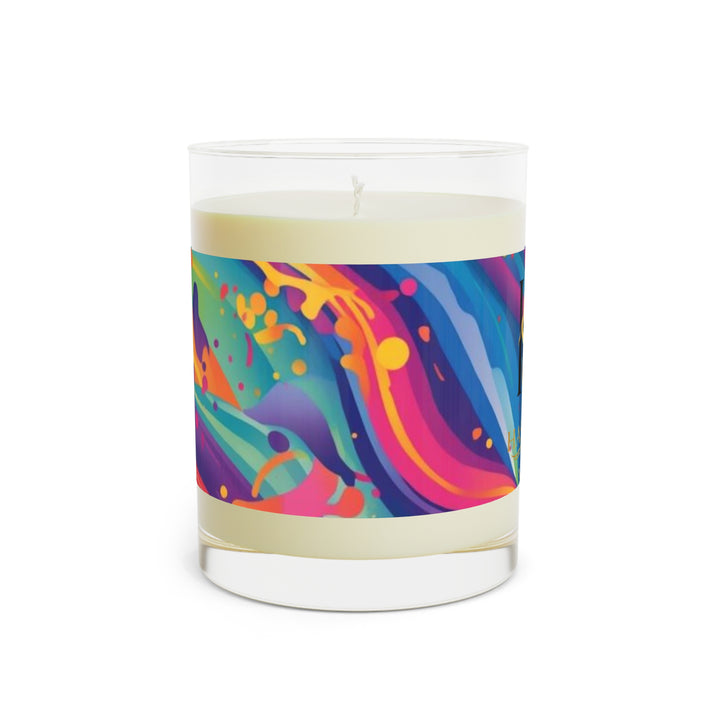 Artful Rainbow Waves 11oz Scented Soy Candle – Vibrant Modern Luxe Decor