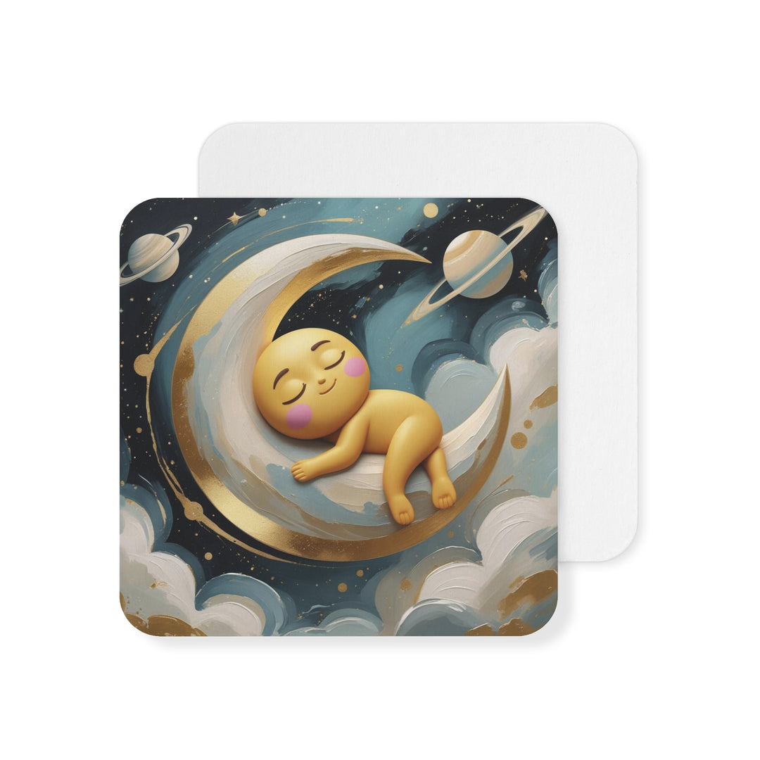 Whimsical Celestial Square Coasters (50/100pcs) – Cute Moon & Stars Design