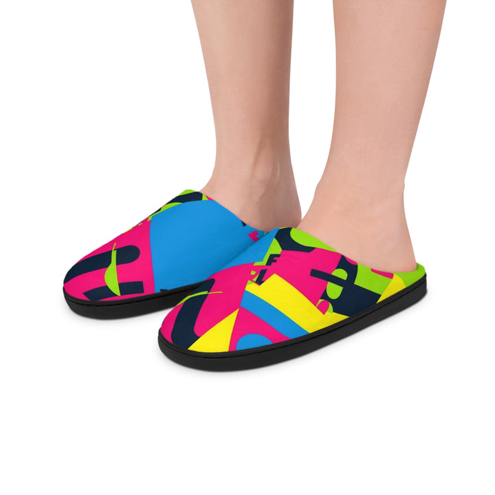 Men’s Customizable Memory Foam Slippers – Neon Abstract, Plush & Anti-Slip