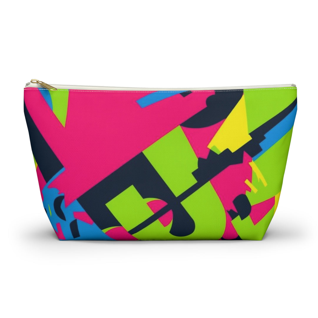 Chic Neon Geometric T-Bottom Accessory Pouch – Bold Modern Organizer