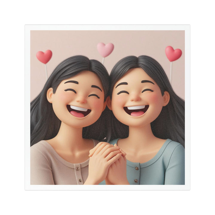Custom Car Magnet – Cute 3D Cartoon Smiling Girls, Friendship & Joy