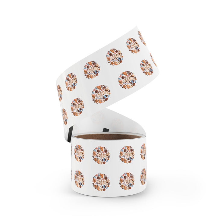 Coffee & Dessert Round Sticker Rolls – Durable, Cute Café Labels, 50-250ct
