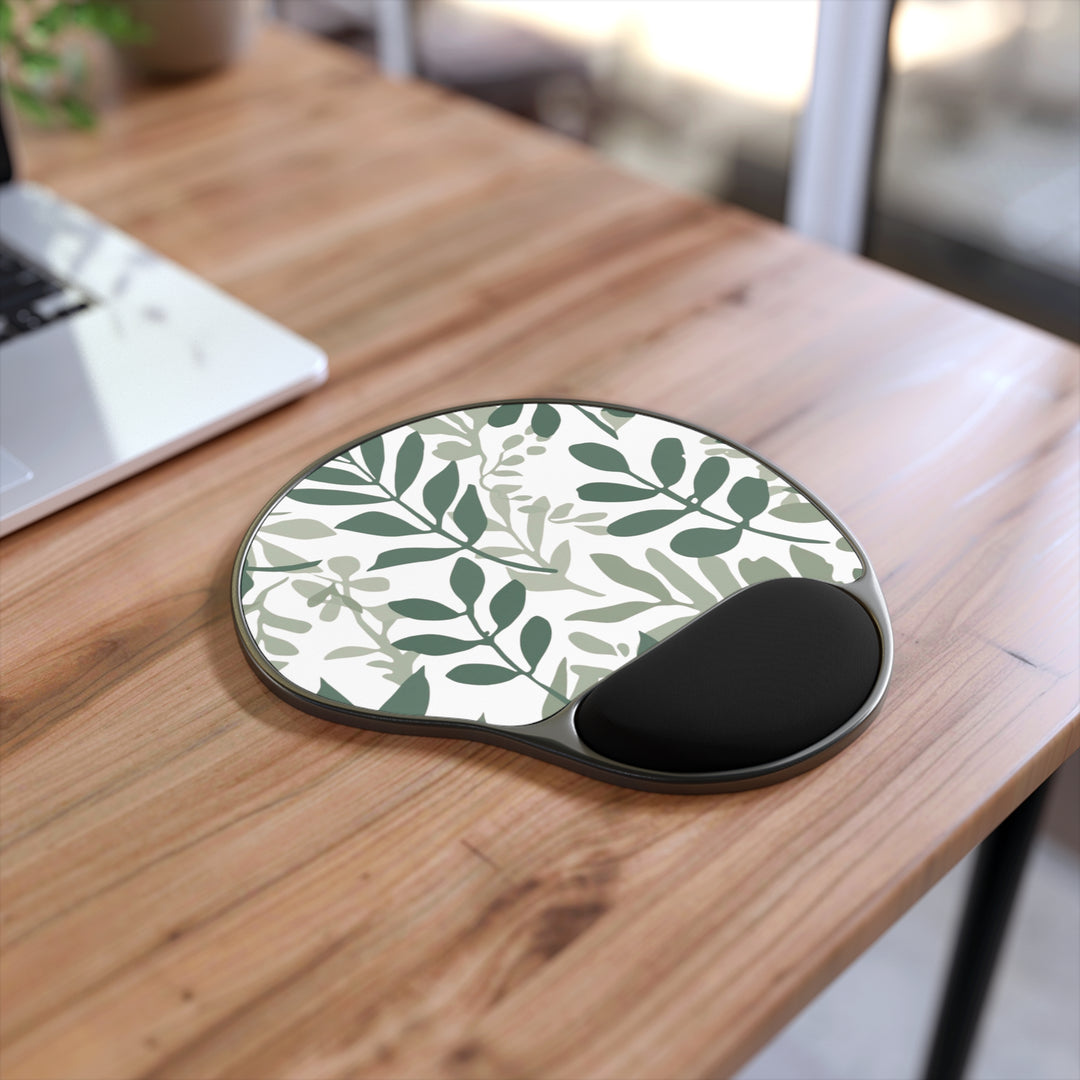 Ergonomic Memory Foam Mouse Pad with Wrist Rest – Modern Botanical Design