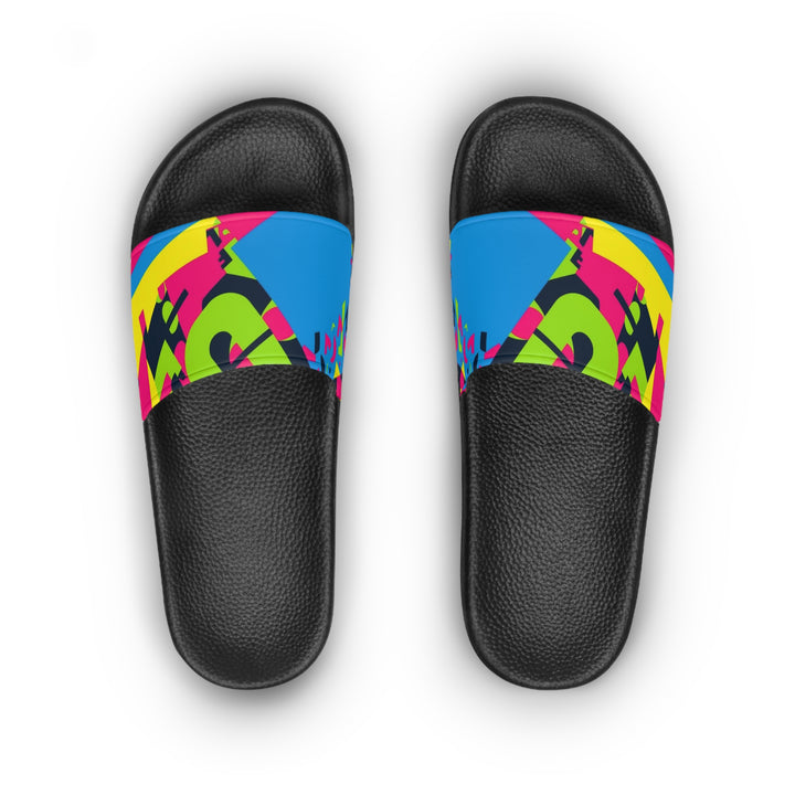 Neon Geometric Women's Slide Sandals – Trendy, Personalized, All-Day Comfort