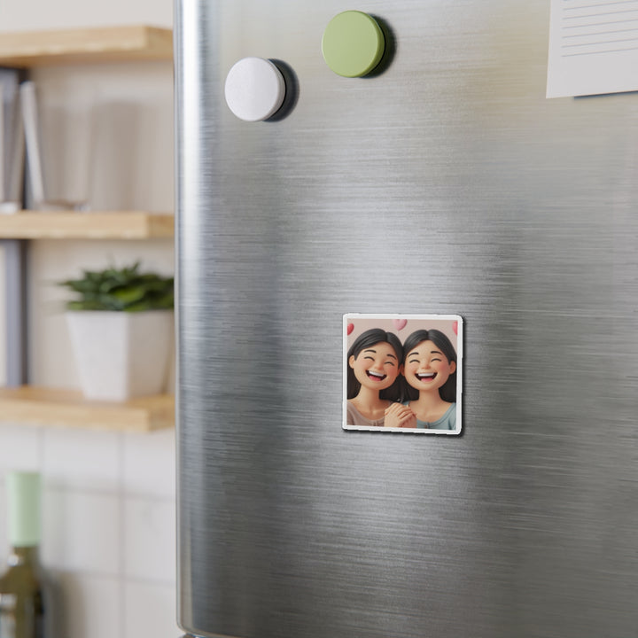 Custom Die-Cut Magnet – 3D Cartoon Besties, Cute Friendship Decor Gift