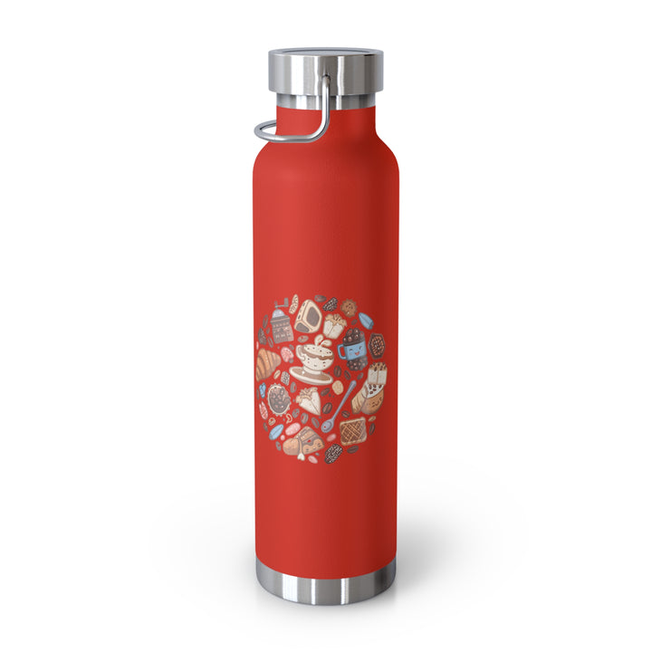 Whimsical Café Copper Vacuum Insulated Bottle 22oz – Cute Coffee & Pastry Art