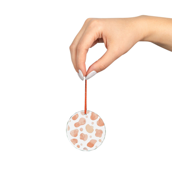 Abstract Blush Crystal Glass Ornament – Modern Handcrafted Home Decor
