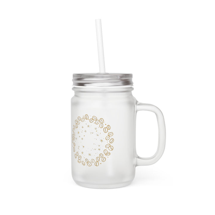 Custom Frosted Mason Jar 12oz – Coffee Lover Art, Stylish Reusable Mug