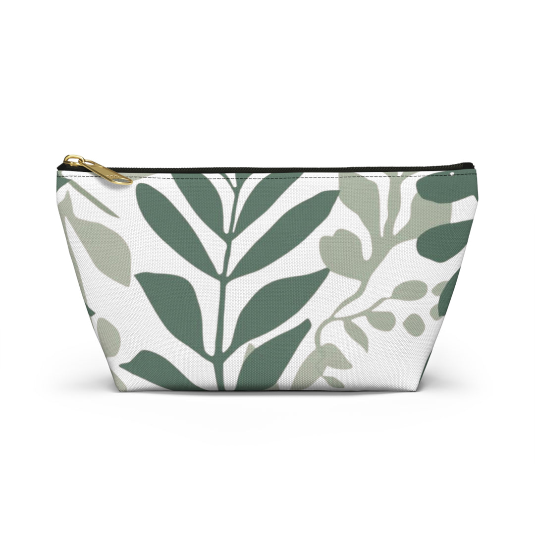 Leafy Green Botanical T-Bottom Accessory Pouch – Chic, Modern Organizer