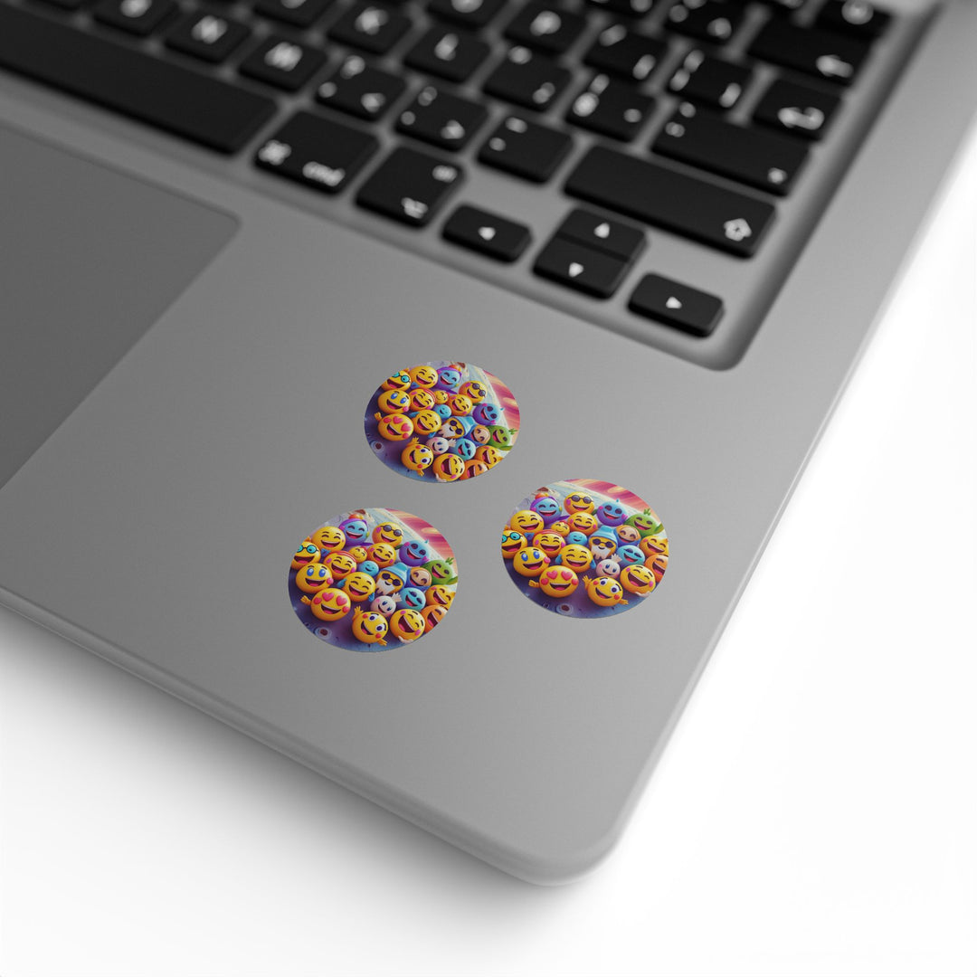 Fun Space Emoji Round Sticker Rolls – Durable Glossy Labels for Organization & Crafts