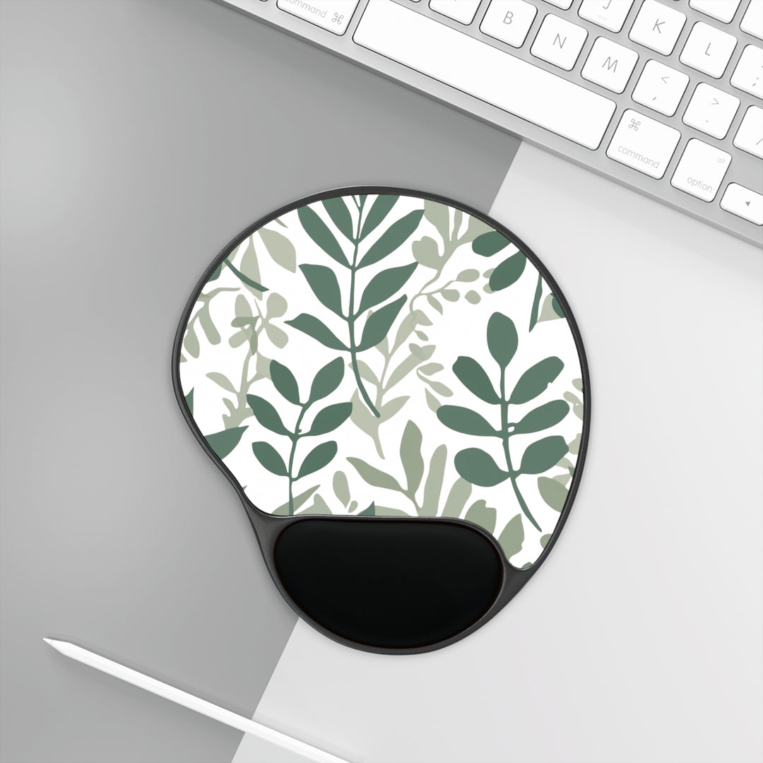 Ergonomic Memory Foam Mouse Pad with Wrist Rest – Modern Botanical Design