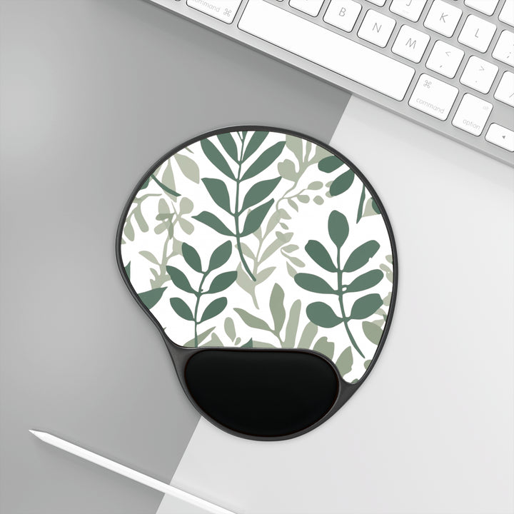 Ergonomic Memory Foam Mouse Pad with Wrist Rest – Modern Botanical Design