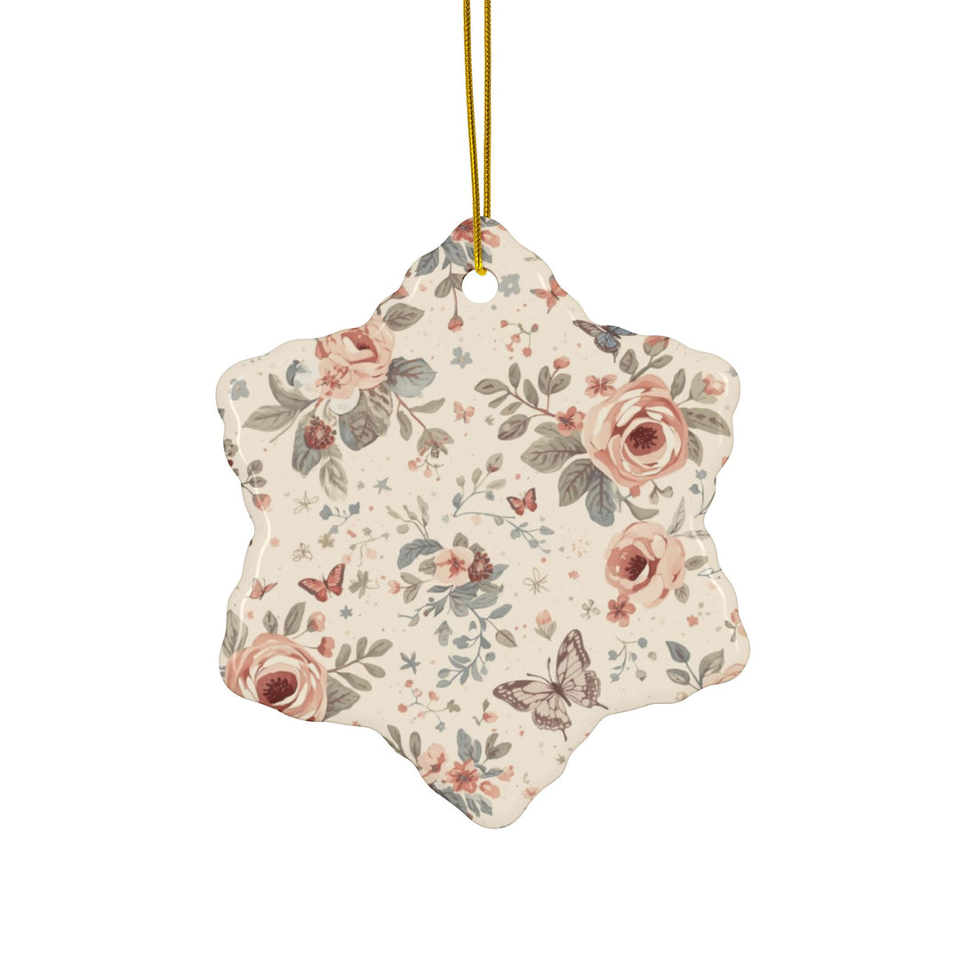 Custom Floral Double-Sided Ceramic Ornaments – Vintage Roses, Set of 1-10