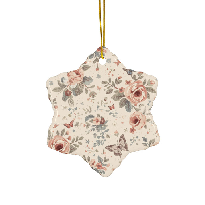 Custom Floral Double-Sided Ceramic Ornaments – Vintage Roses, Set of 1-10