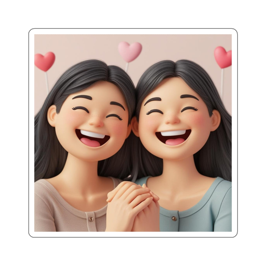 Custom 3D Cartoon Die-Cut Stickers – Cute Friendship & Joyful Vibes