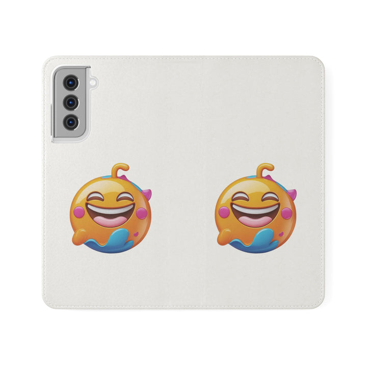 Emoji Joy Premium Flip Case – Fun Vegan Leather Wallet Stand Cover