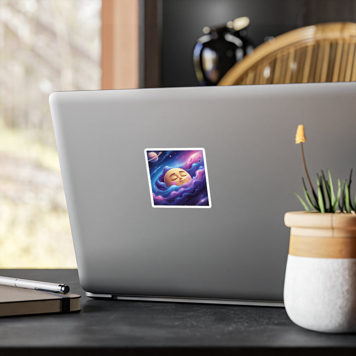 Galaxy Moon Vinyl Kiss-Cut Sticker – Cute Space Aesthetic, Weatherproof