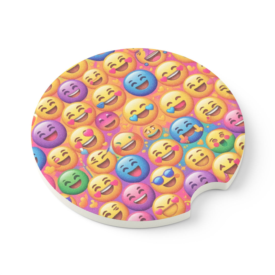Joyful Emoji Soapstone Car Coaster – Absorbent, Fun & Unique Car Decor