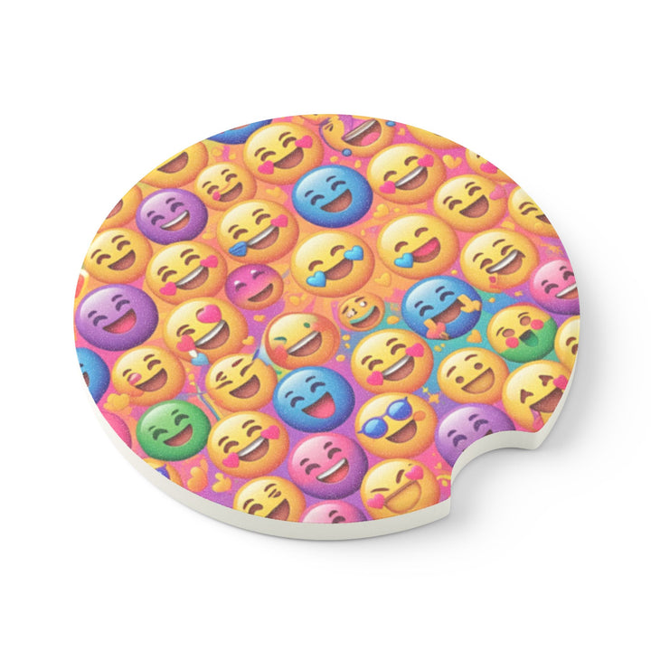 Joyful Emoji Soapstone Car Coaster – Absorbent, Fun & Unique Car Decor