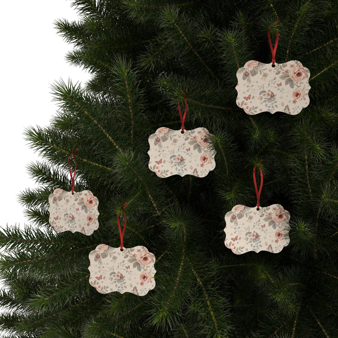 Elegant Personalized Aluminum Ornaments – Vintage Floral, Set of 1–20