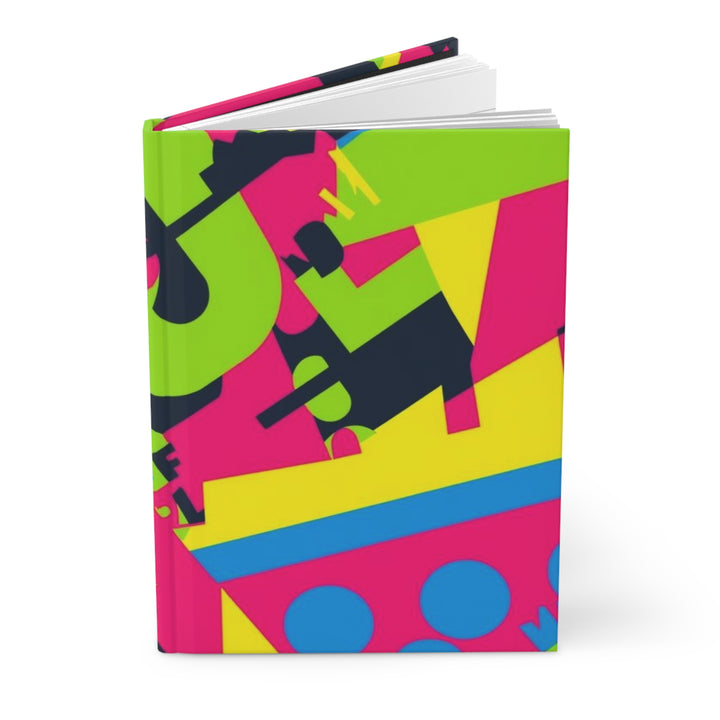 Vibrant Matte Hardcover Journal – Bold Geometric Neon Abstract, Custom Cover