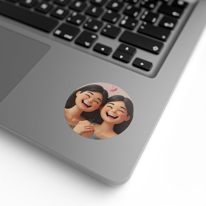 Joyful Friends 3D Cartoon Round Sticker Label Rolls – Durable & Stylish