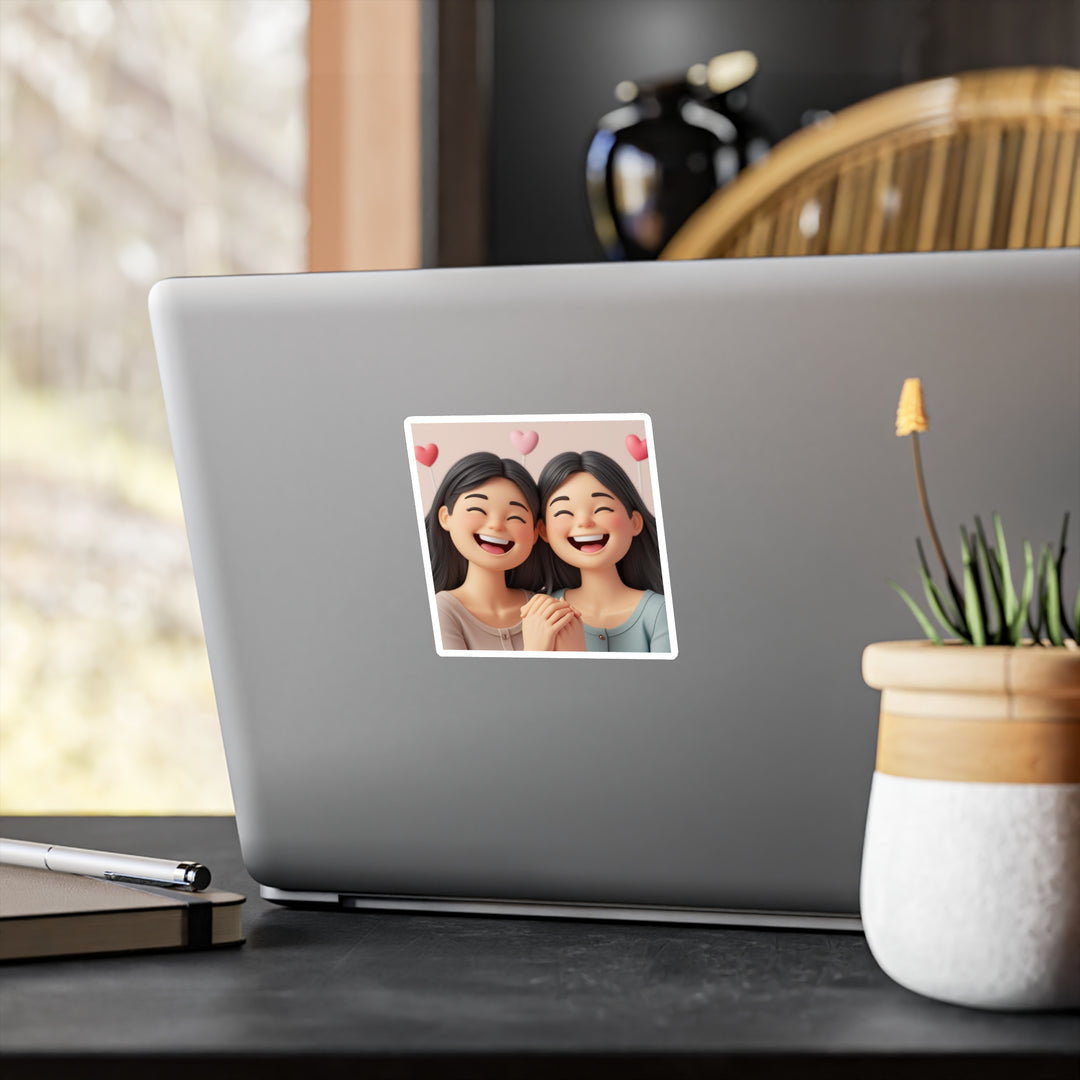 Custom Vinyl Kiss-Cut Stickers – Cute 3D Cartoon Girls, Weatherproof, Matte